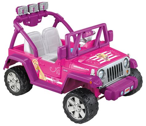 The Power Wheels logo and the model name are on each vehicle. . Powerwheels barbie jeep